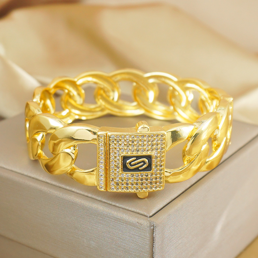 Ethnic Fashion Dubai - Cuba Chain Neutral Fashion Bracelet, 24K
